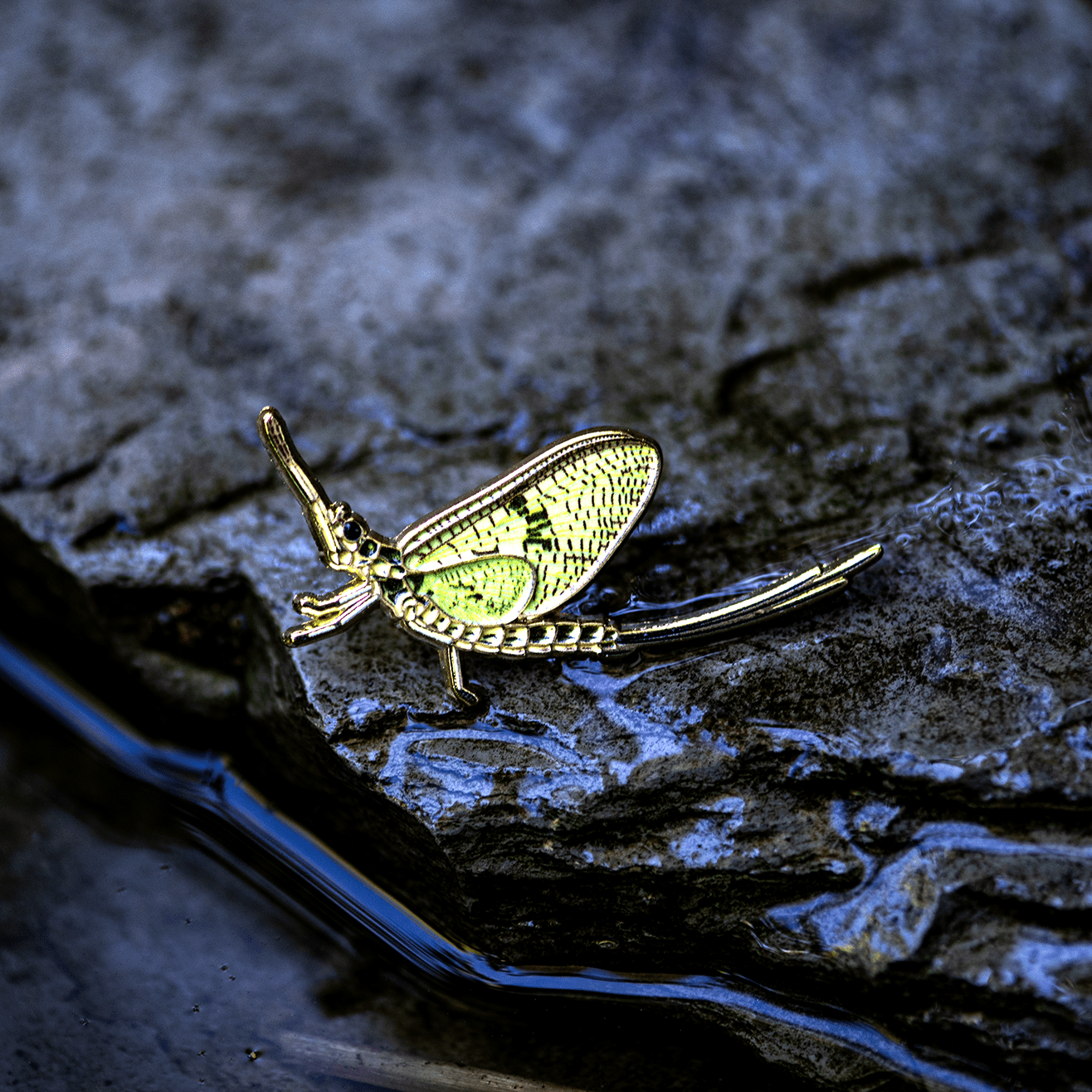 Green Drake Mayfly Dun Enamel Pin by The Roving House