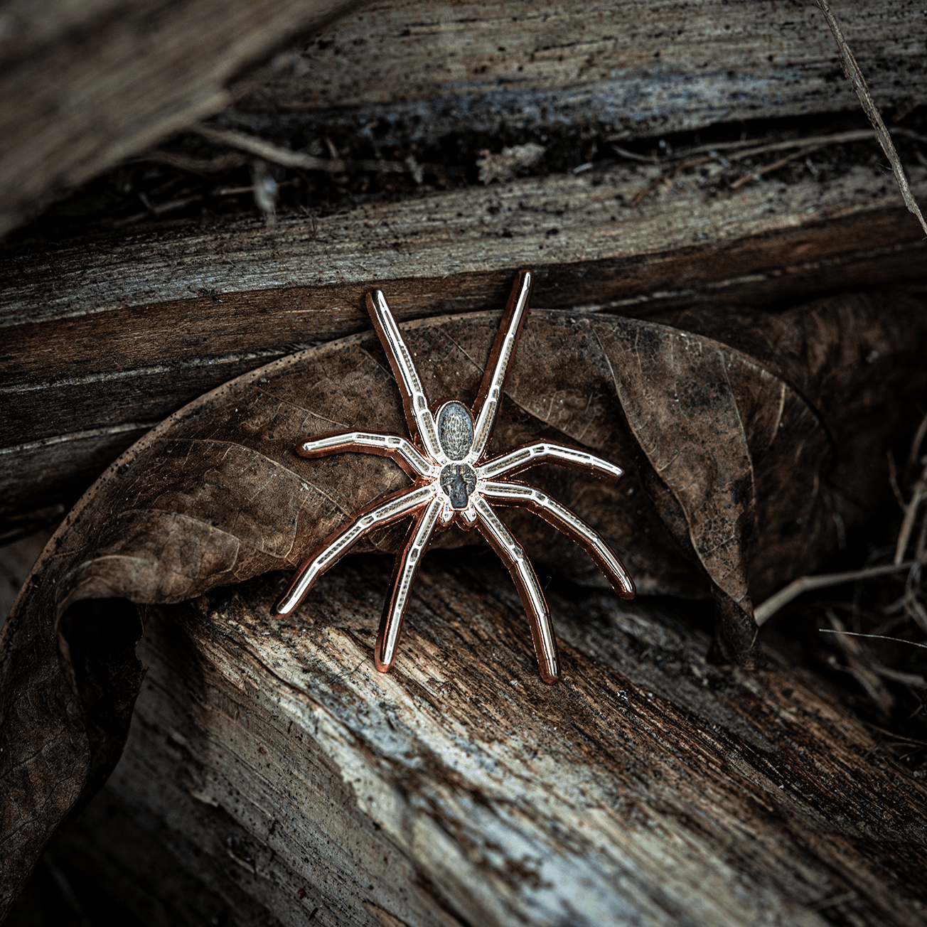 Brown Recluse Female Spider Enamel Pin by The Roving House