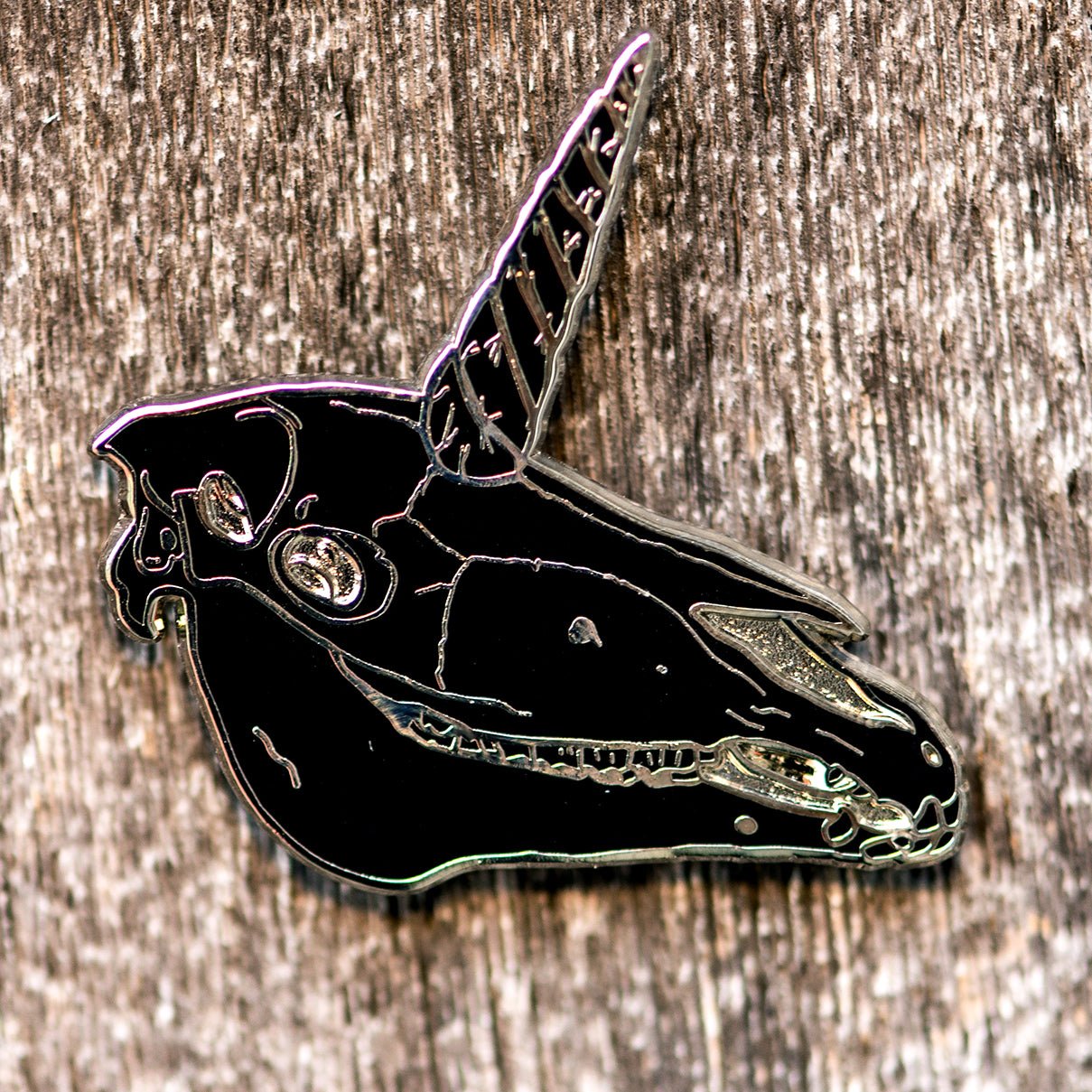 Unicorn Skull Enamel Pin | Black & Silver by The Roving House