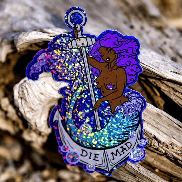 Die Mad Mermaid and Anchor Sticker by The Roving House