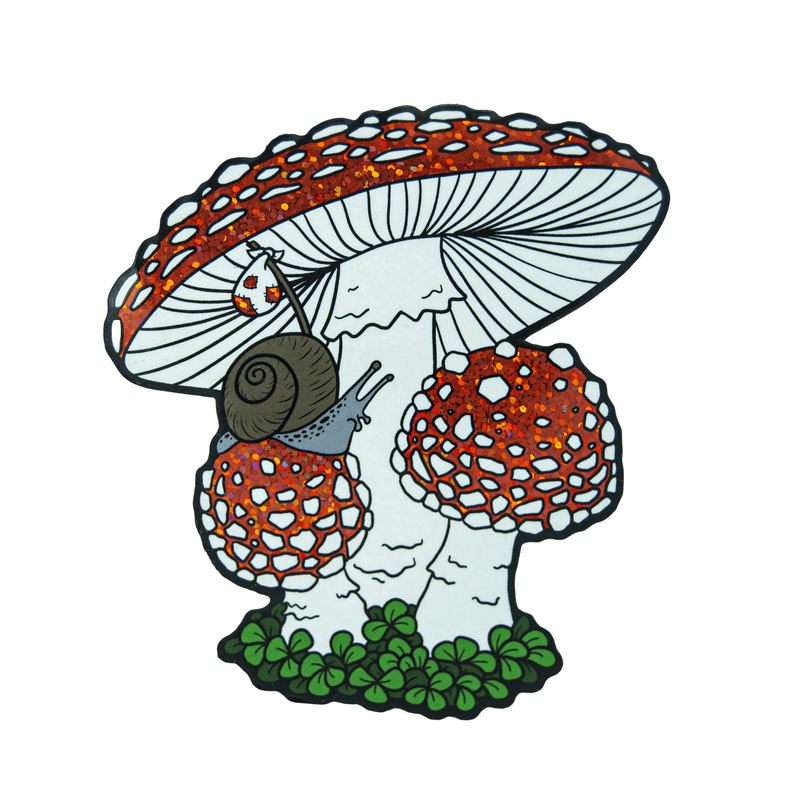 Agaric Adventures Snail and Mushroom Glitter Sticker