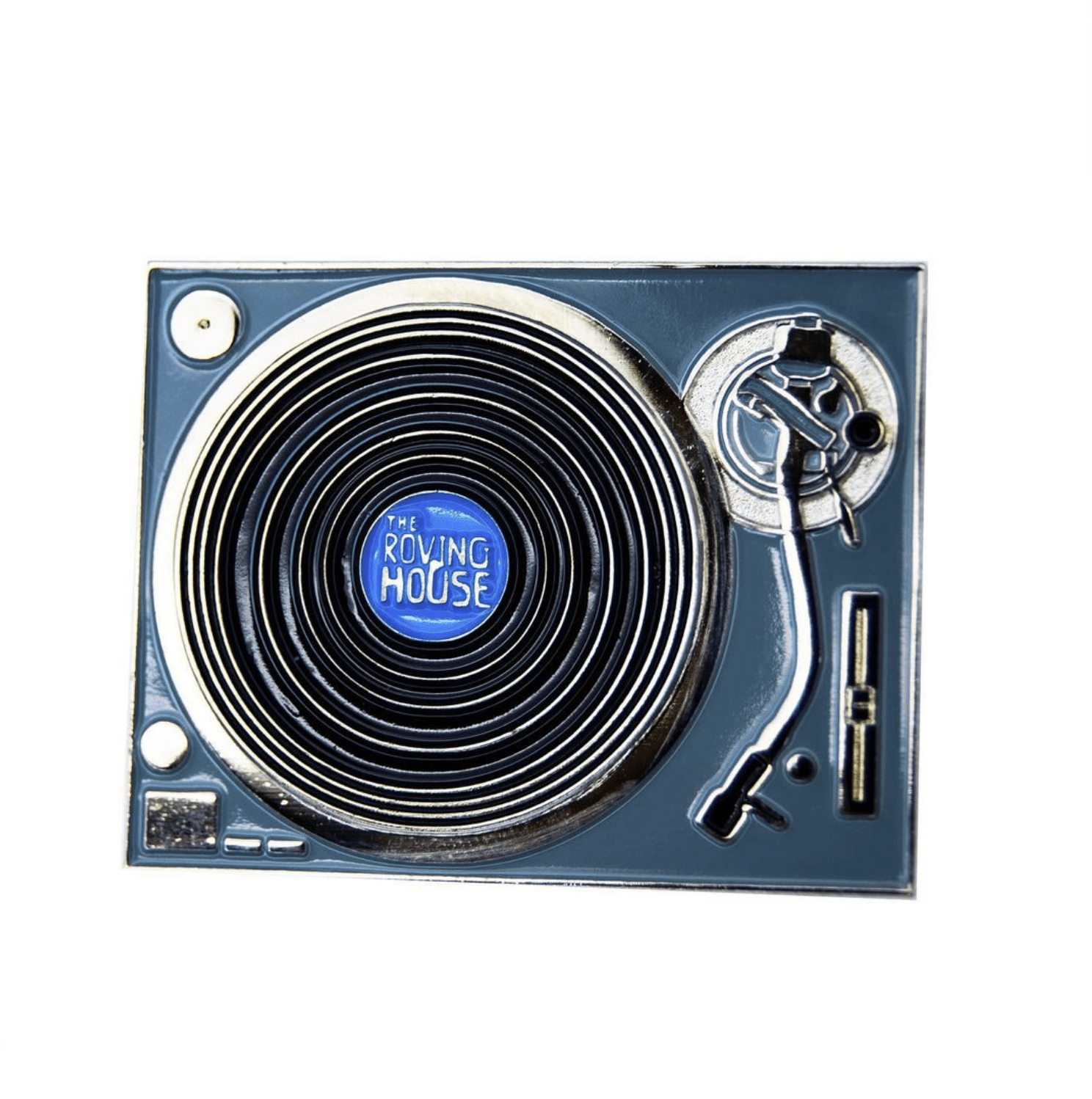 Realistic turntable enamel pin with spinning record