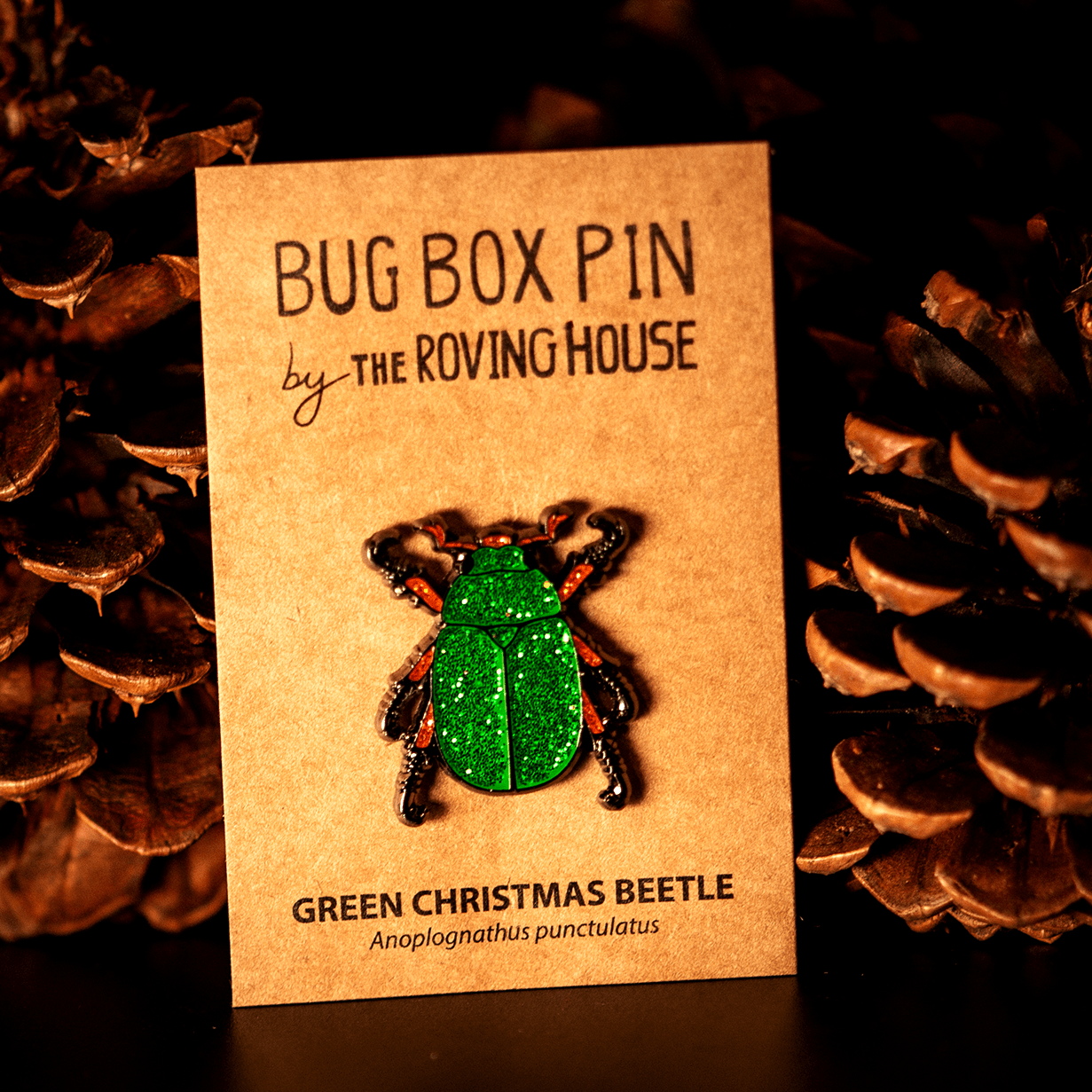 Green Christmas Beetle Pin by The Roving House