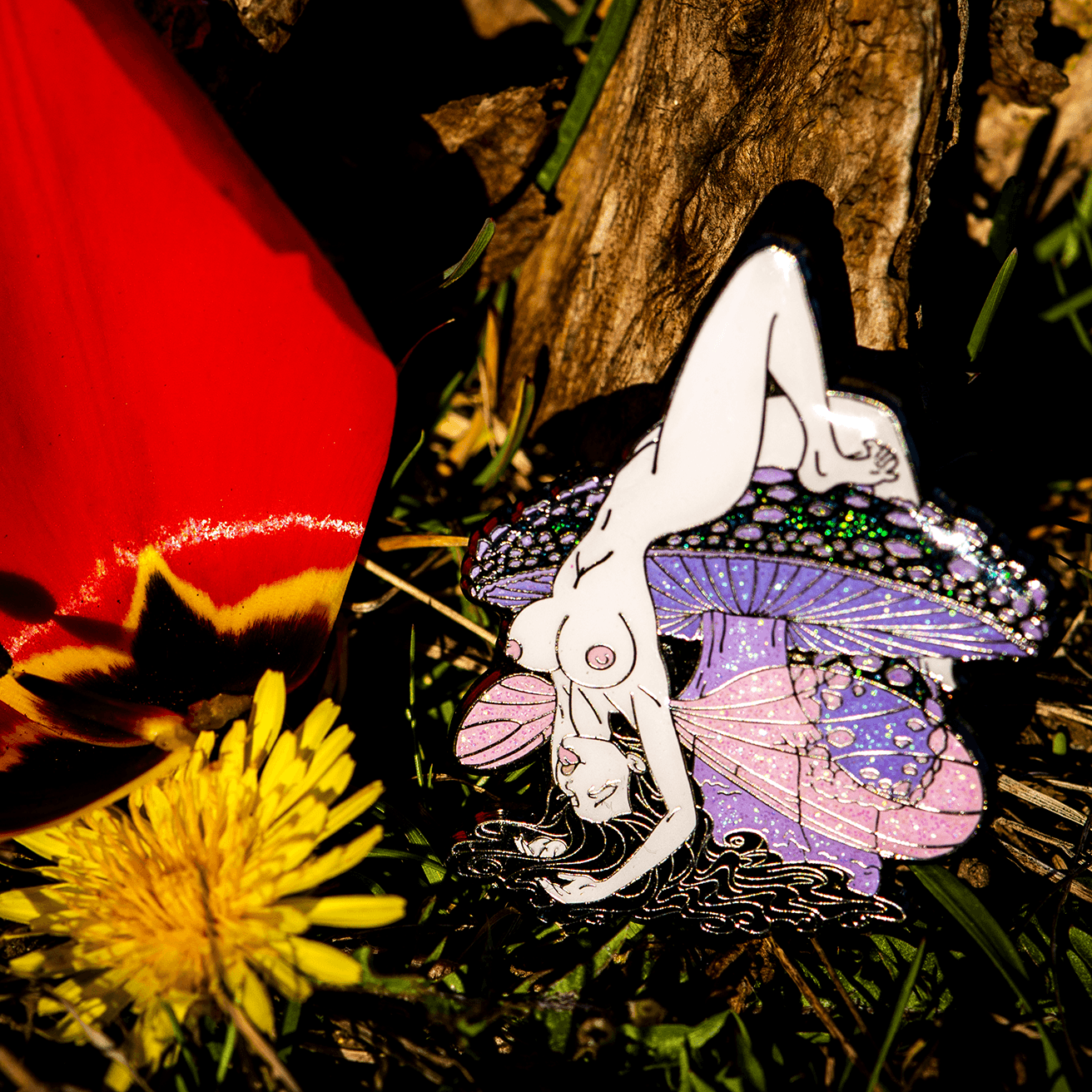 Fairy & Mushrooms Pin - Limited Editions by The Roving House