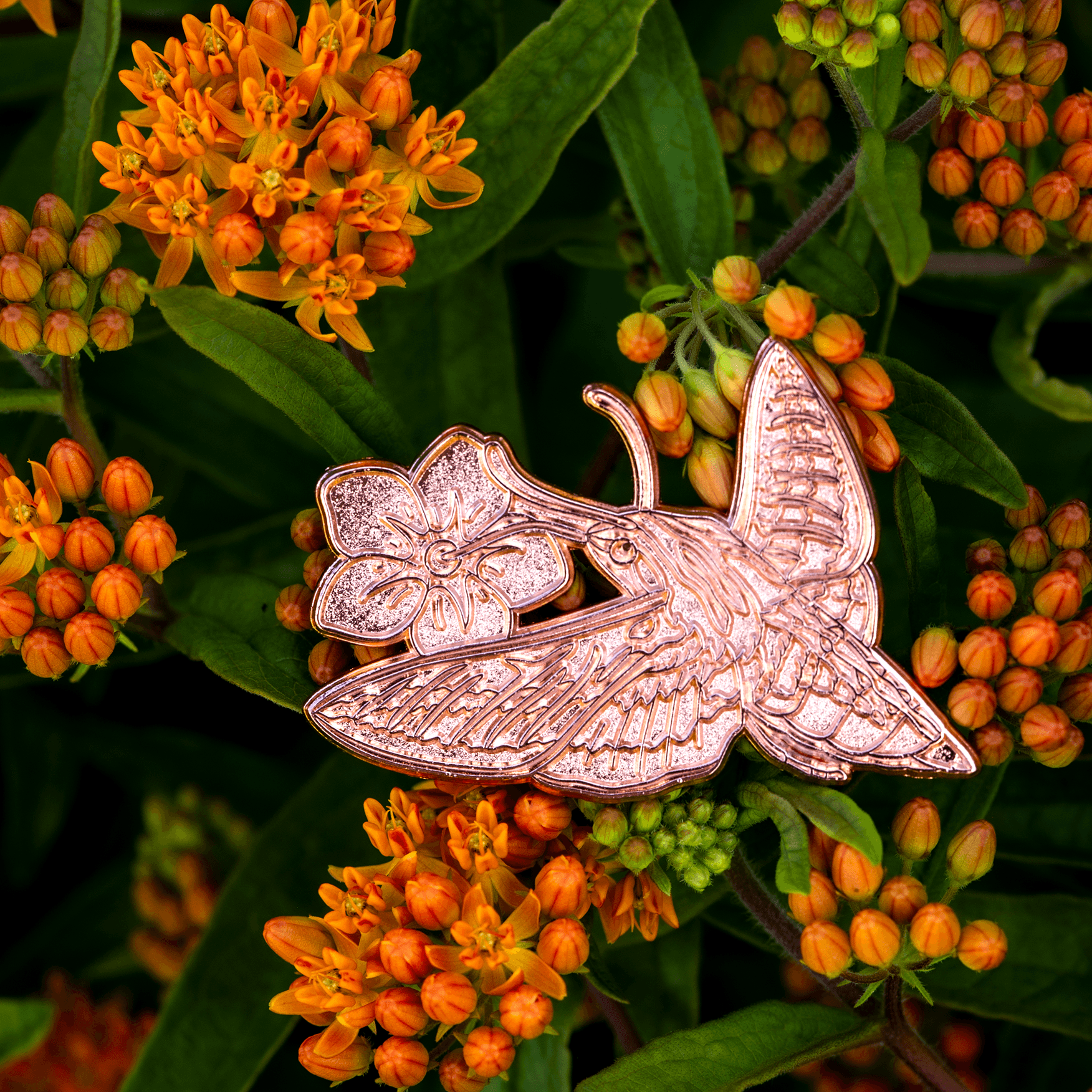 Sphinx Moth & Flower Pin - Raw by The Roving House