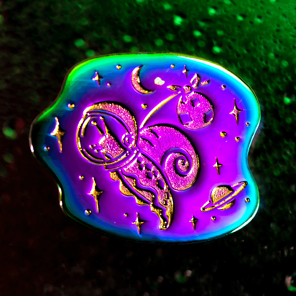 Snail in Space Anodized Pin - Raw by The Roving House