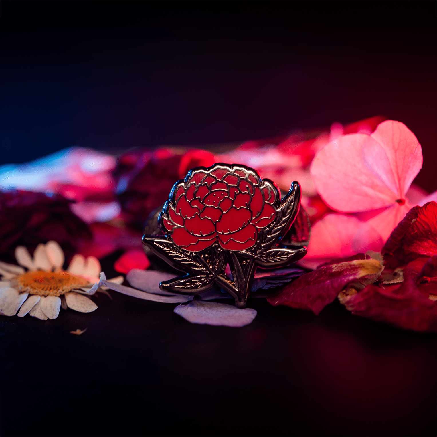 Red of Winter Peony Pin | Limited Edition by The Roving House